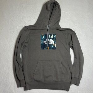 The North Face Mens Grey Camo Box Logo Pullover Hoodie Sweatshirt S Gorpcore